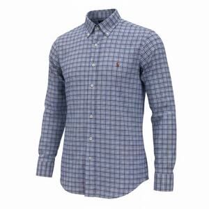 Ralph Lauren Classic Fit XXL Plaid 100% Cotton Button Down Long Sleeve Blue Red